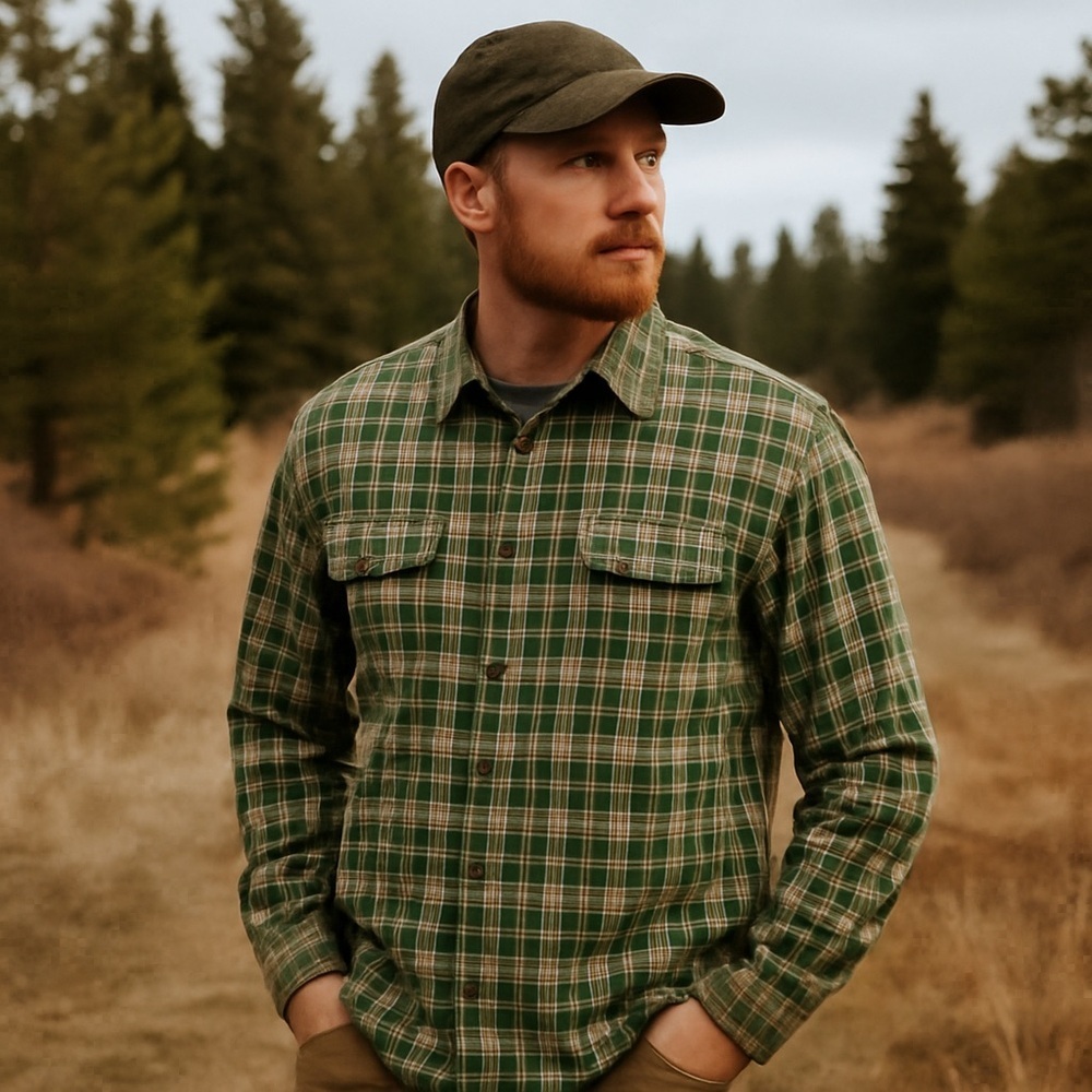 Carhartt Green Plaid Long Sleeve Button-Down Shirt Men’s Large 100% Cotton - Picture 3 of 12